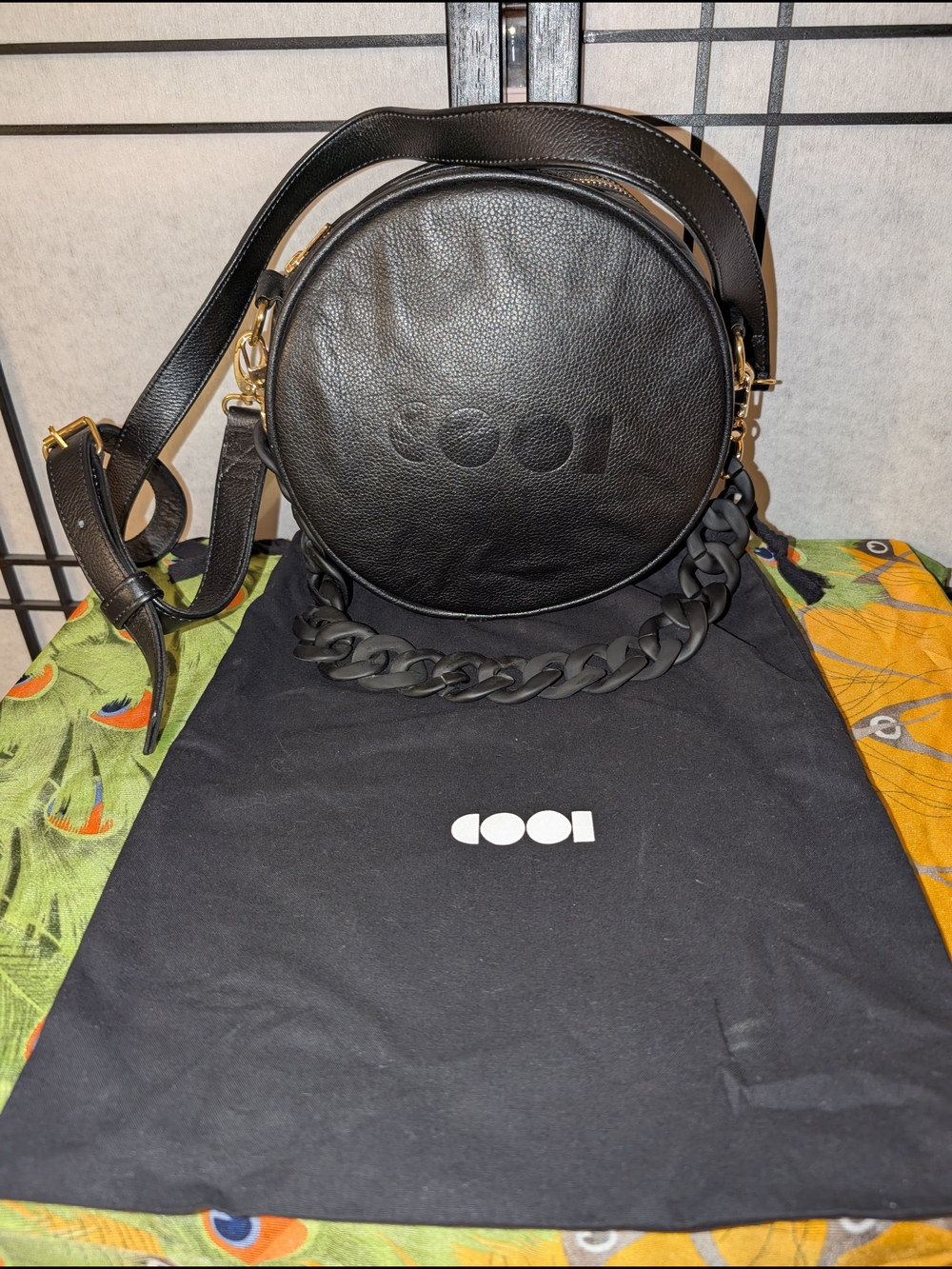 Create Out of Love (COOL) Circle Crossbody Bag – Black Leather w/ Chain Strap